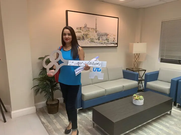 Homebuyer with the congratulations key